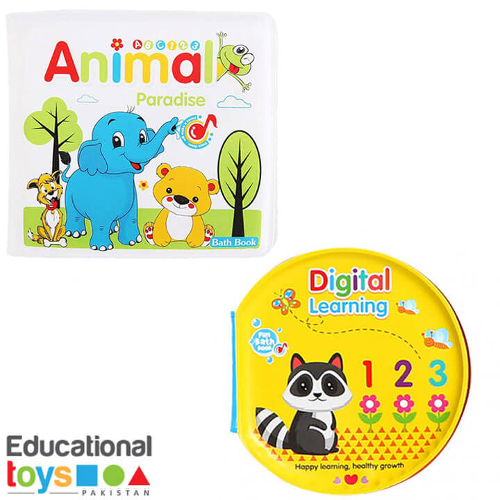 Set of Two Bath Books for Infants (Animals Paradise and Digital Learning)