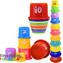 Colorful Stacking Cups With Numbers and Fruit Names