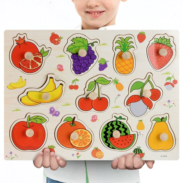 Wooden Fruit Puzzle with knobs