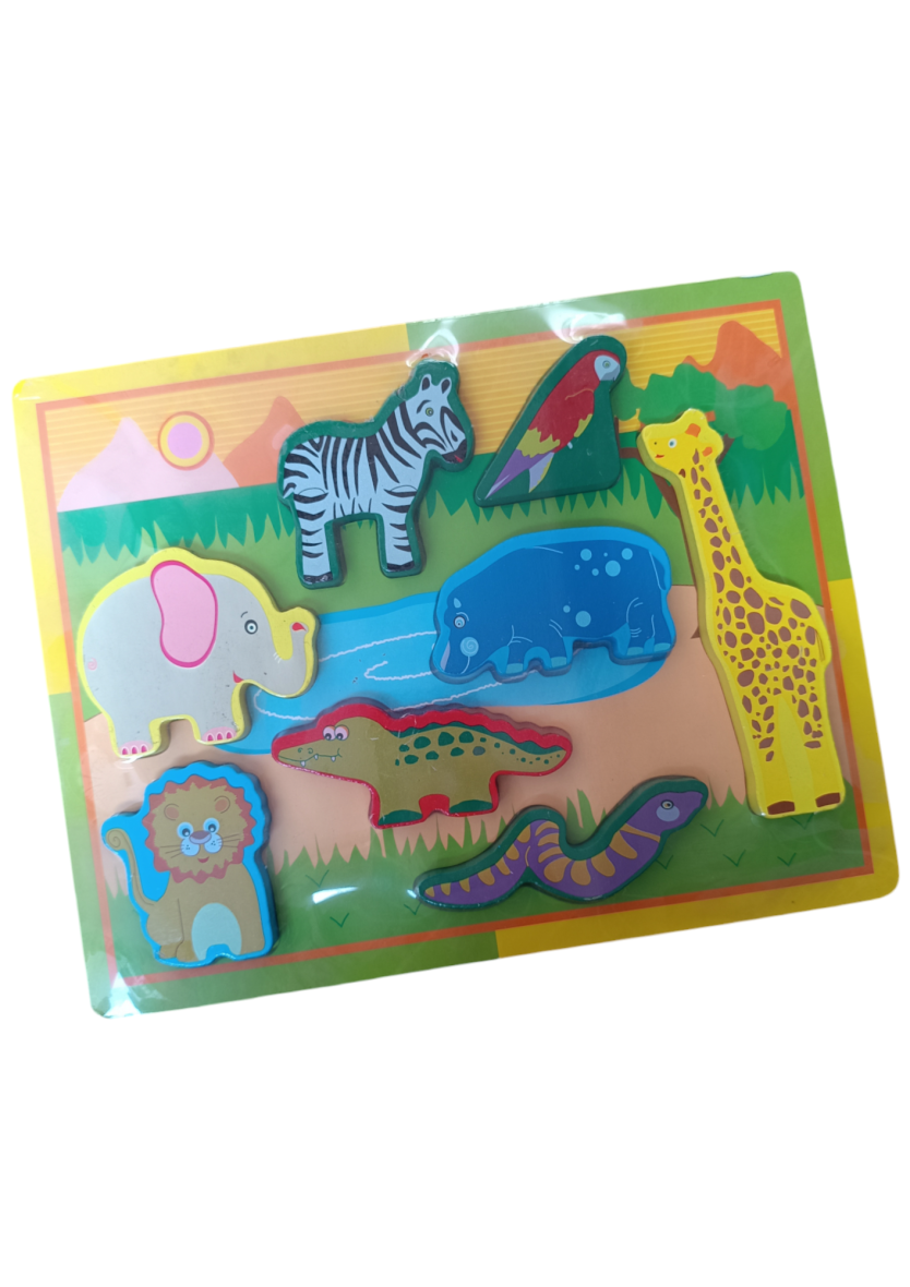 Wooden Chunky Jungle Puzzle Board